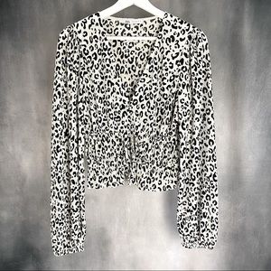 ZARA Pleated Leopard Print Top Size M